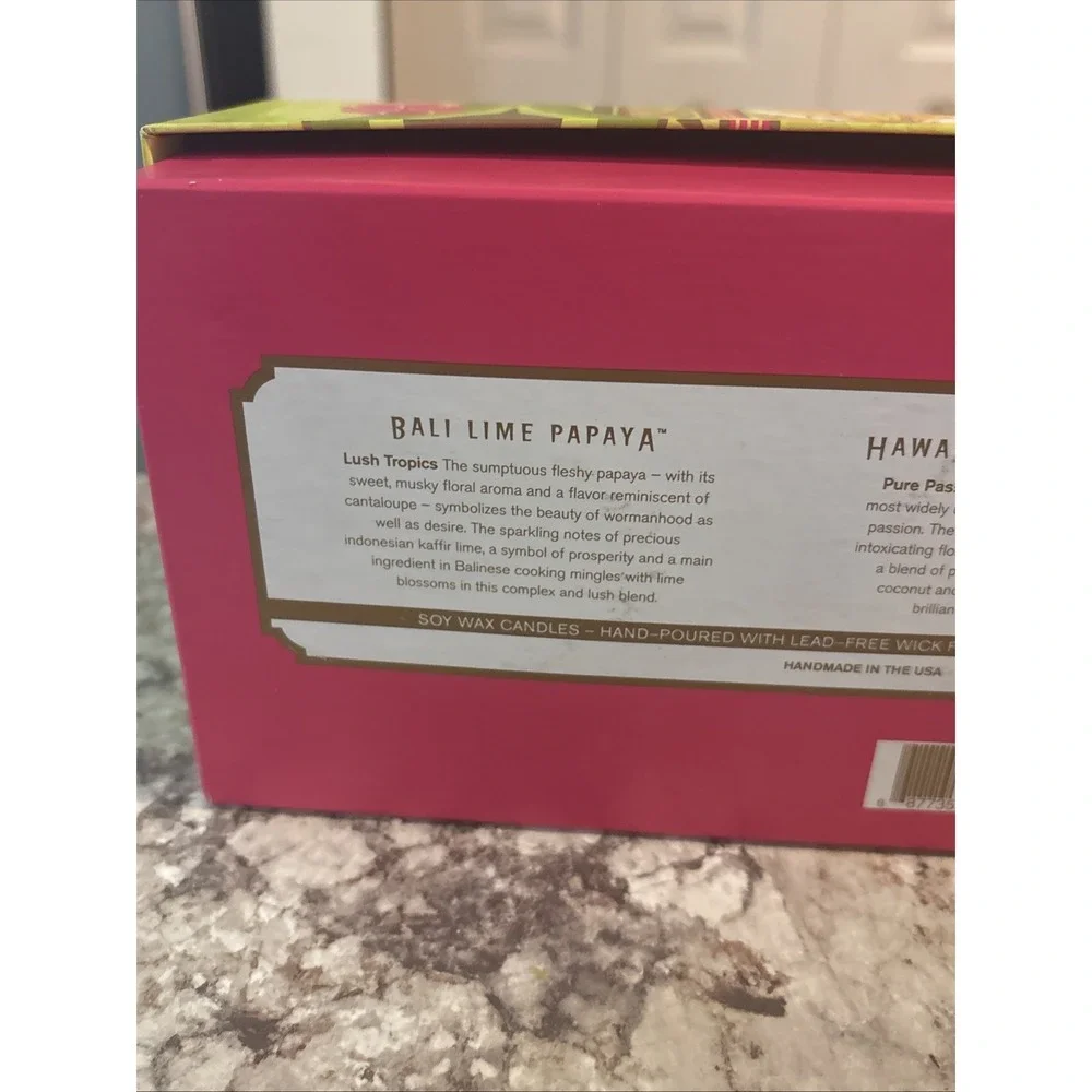 Pacifica Fruits Of Paradise Soy Candle Set Bali Hawaiian Brazilian 4 Oz New Rare